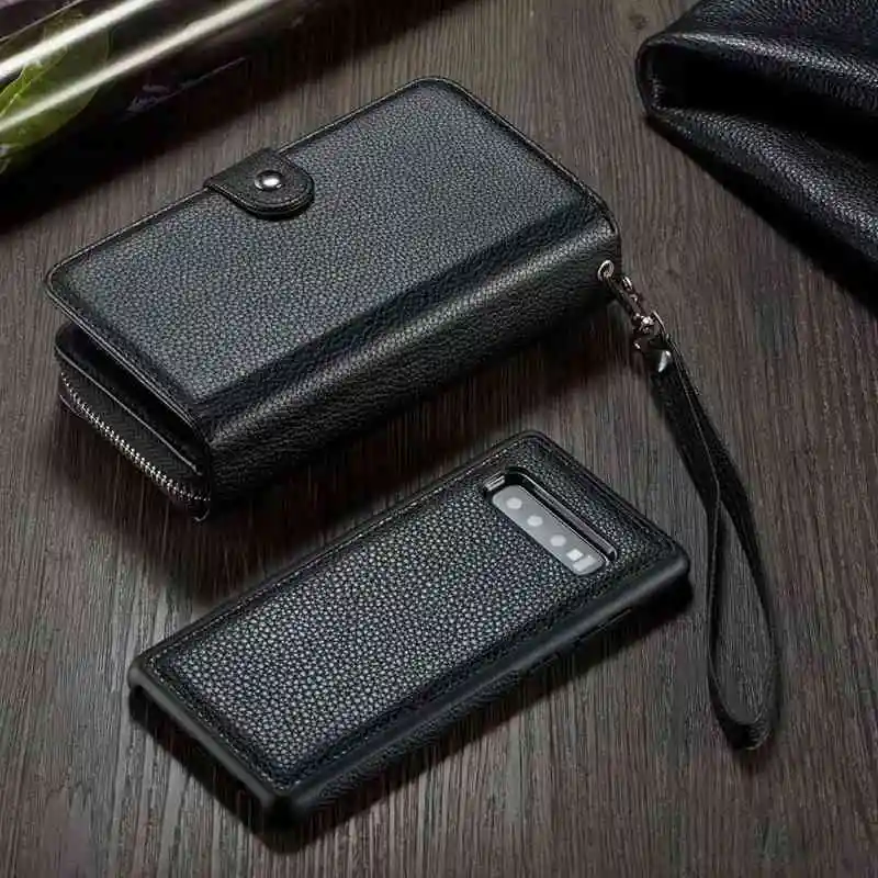 

Purse Case For Samsung Galaxy S10 Plus S10e Cover Zipper Handbag Pouch PU Leather Detachable Wallet Case For Samsung S10 S10Plus