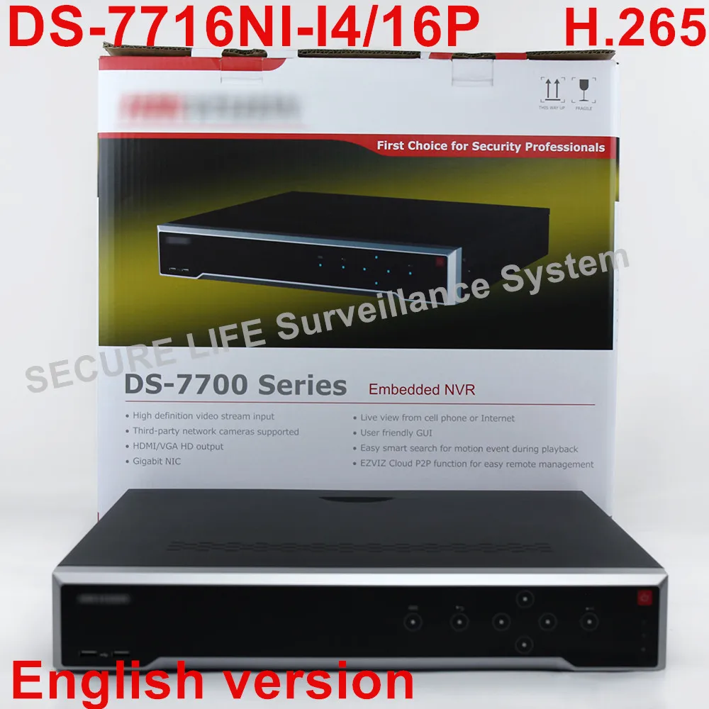 Free shipping DS-7716NI-I4/16P English version 16CH NVR with 4 SATA and 16 POE, HDMI up to 4K,ANR,alarm Recording at up to 12 MP