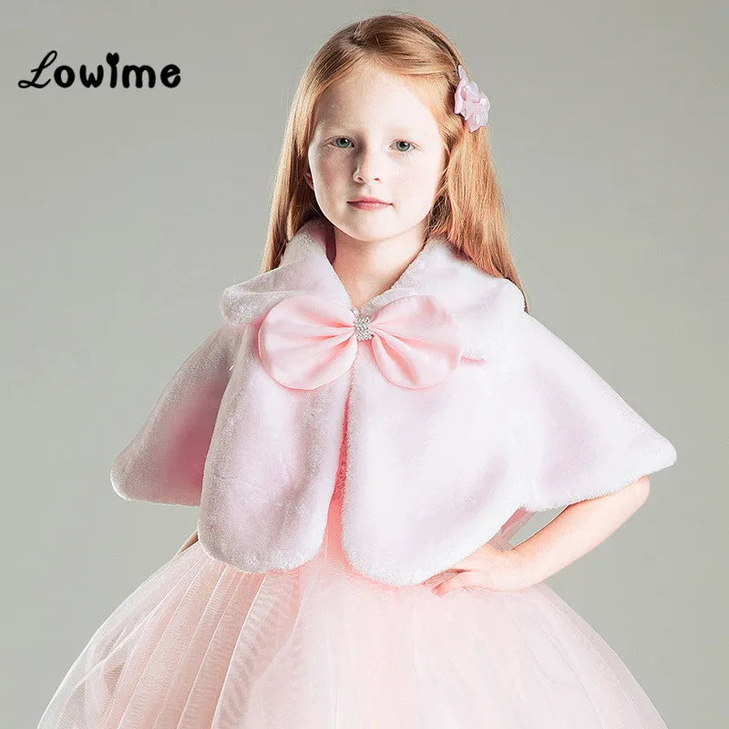 Buy Lovely Pink Flower Girl Faux Fur Bolero For
