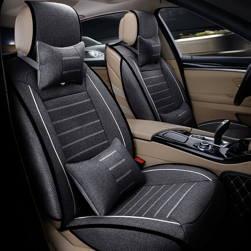 Buy (front+rear)High quality linen Universal car seat