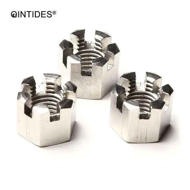 QINTIDES M6 M8 M10 M12 M14 Hexagon Slotted Nuts Type 1 Hexagon Thin 