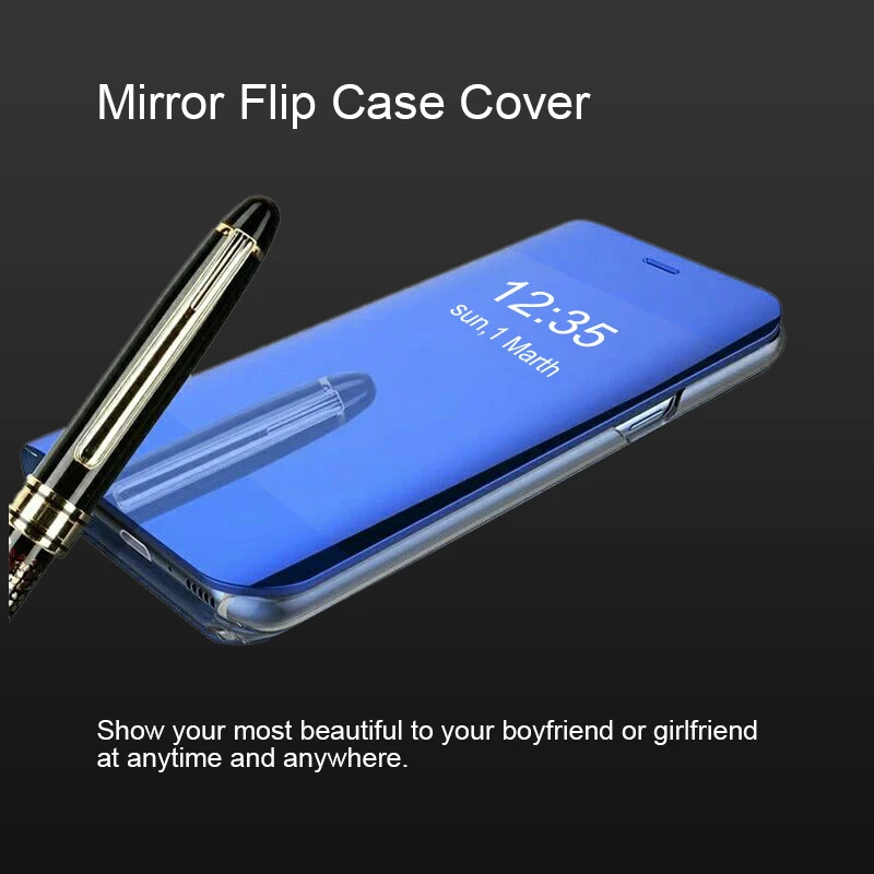 Clear View Flip Case For Samsung Galaxy S7 Edge S8 S8 plus S6 Edge A3 A5 A7 2017 Mirror Smart Leather Phone Case Cover (16)