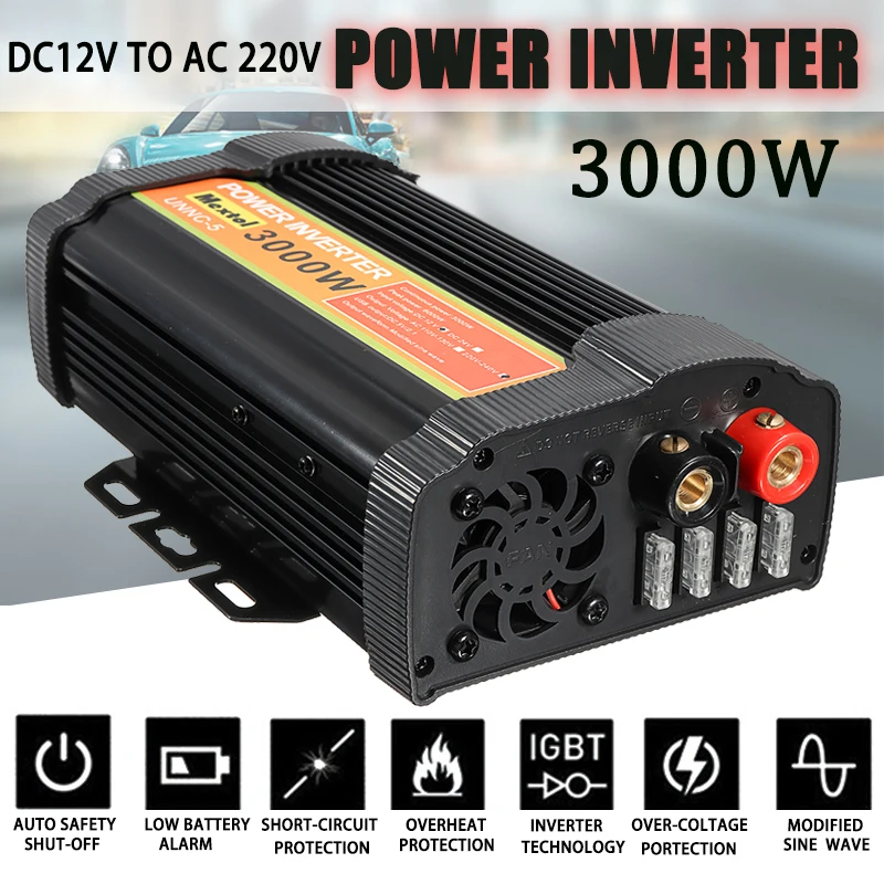 3000W Мощность инвертор 12 V дo AC 220 вольт ЖК-дисплей цифровой Max 6000 Вт модифицированный синусоидный инвентор с Автомобильное зарядное устройство преобразователь с 2 портами(стандарт