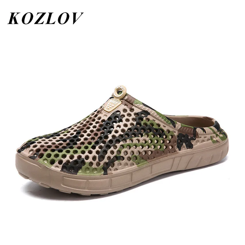 

KOZLOV Men Anti-skid Slippers Water Beach Shoes Casual Men Camouflage Sandals Summer Breathable Permeable Home Slippers For Men