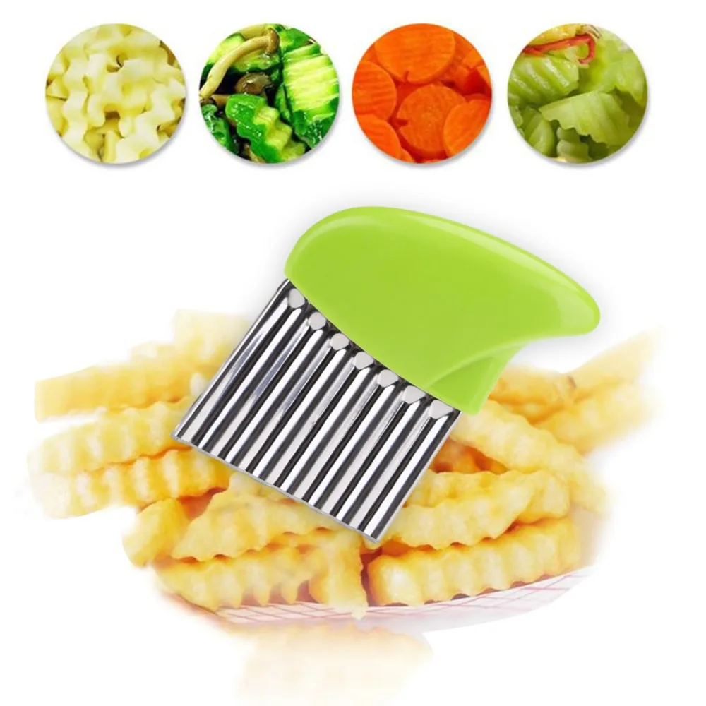 1pc Potato Wavy Cutter Knife Stainless Steel Blade French Fry Cutters Fruit Vegetable Potato Peeler Kitchen Cooking Tools Gadget