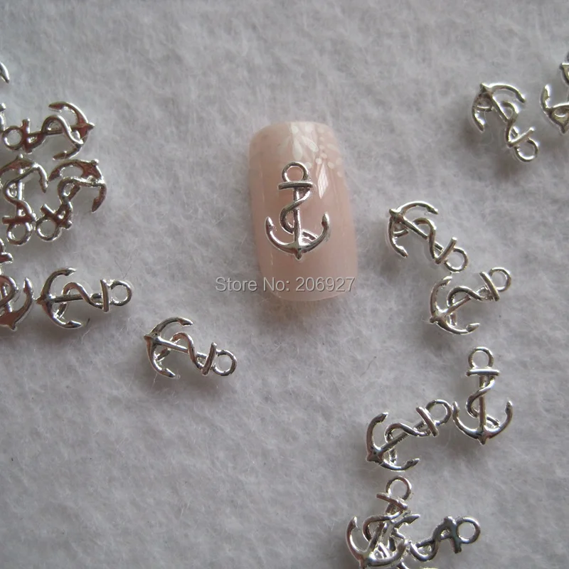 

MD-659 10pcs Fancy Silver Small Anchor Deco Metal Charms Metal Deco Charms Nail Art