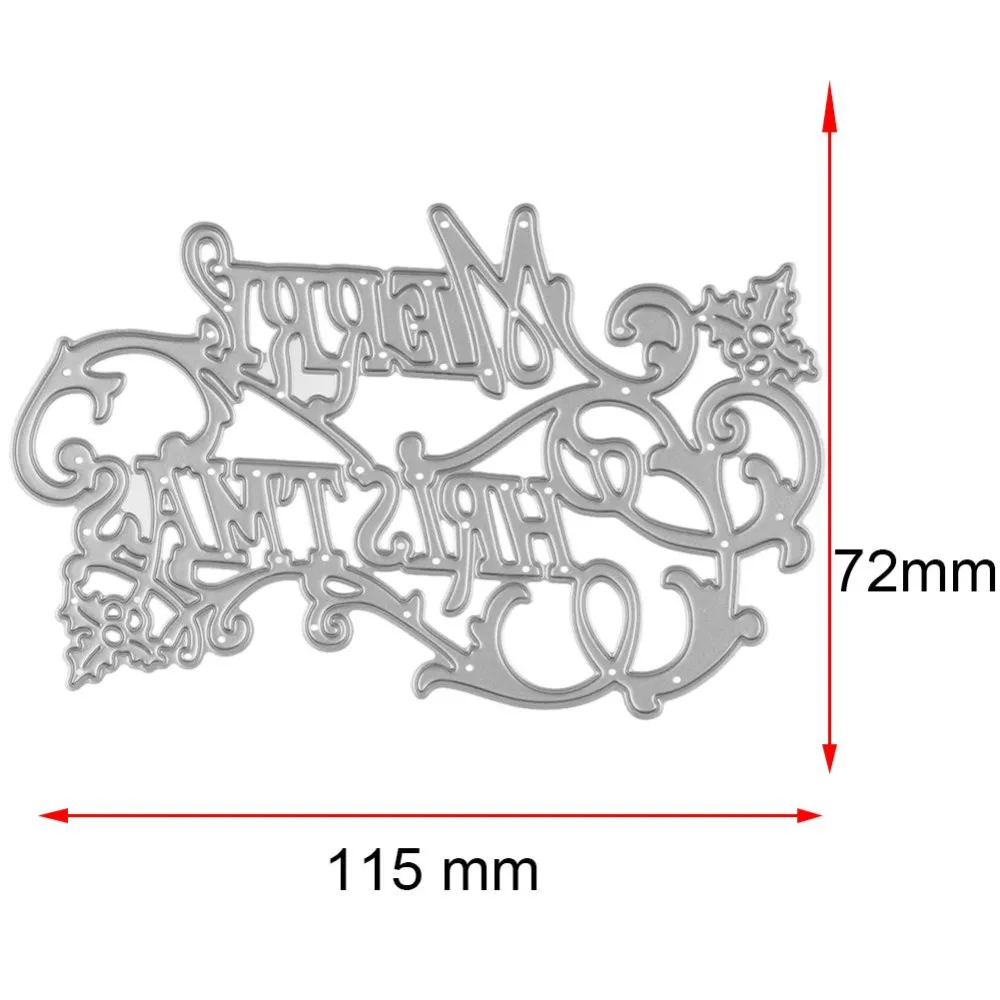 JX-LCLYL 115x74mm Merry Christmas  DIY knife molding  knife mold carbon steel Metal Cutting Dies Stencils