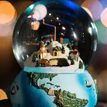 Размер: 12*15 см спиннинг по всему миру Снежный шар музыкальная шкатулка в виде хрустального шара Ремесло Декор для дома, свадьбы, Рождества, Подарки на год для девочек