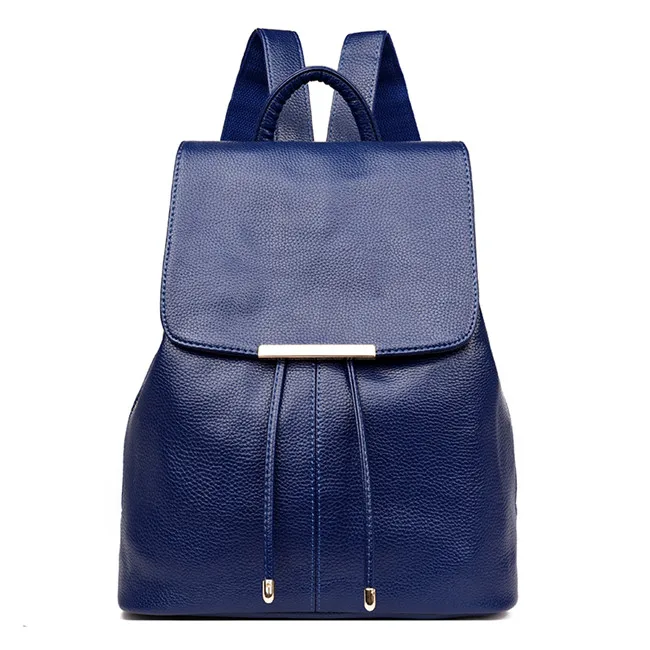 Модный женский рюкзак из мягкой кожи; молодежные рюкзаки для девочек-подростков; женская повседневная школьная сумка на плечо; Mochilas; дорожная сумка - Цвет: Blue