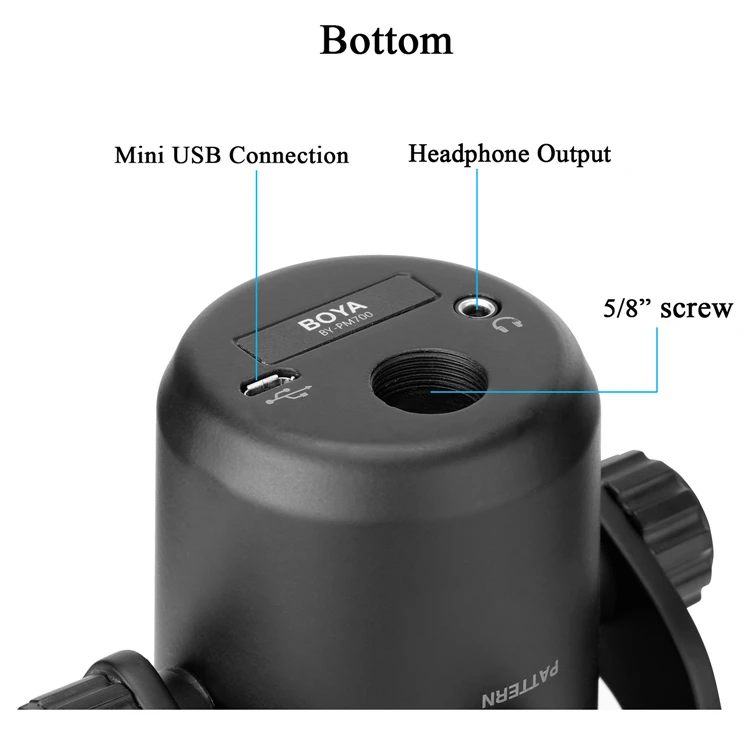 BOYA BY-PM700 USB Condenser Microphone with Flexible Polar Pattern for Windows and Mac Computer Recording Interview Conference