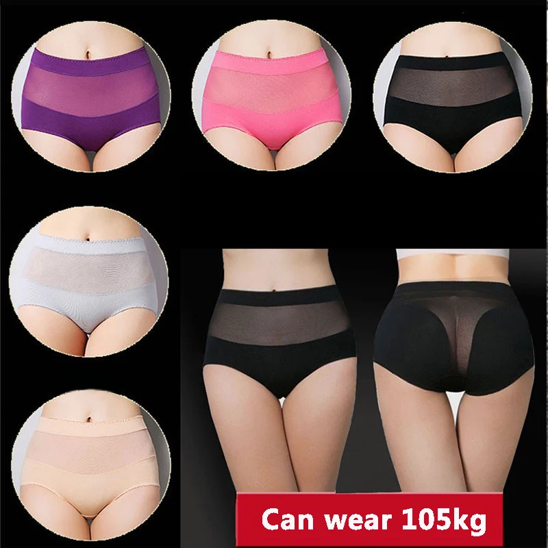 

High Quality Cotton Large Size Middle High Waist Panties Women Plus Big Size Underwear Female Sexy Hollow Transparent Briefs 3XL