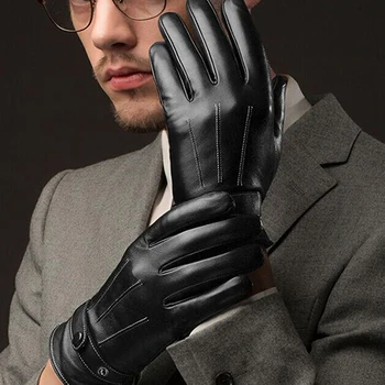 

Men Fashion Winter Faux Leather Motorcycle Full Finger Touch Screen Warm Gloves