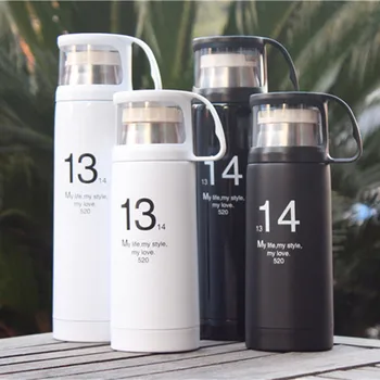 

500ML/340ML Couple Cup Creative Cup Stainless Steel Thermal Insulation Cup Bullet Head Transparent Cover