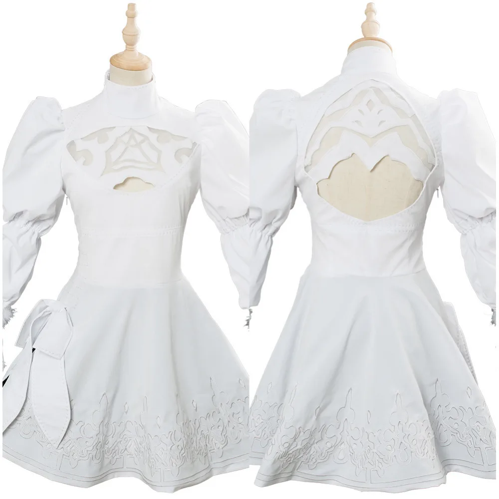 

SoulCalibur VI 2B Cosplay Costume Uniform Dress Outfit White Halloween Carnival Costume For Girls Women