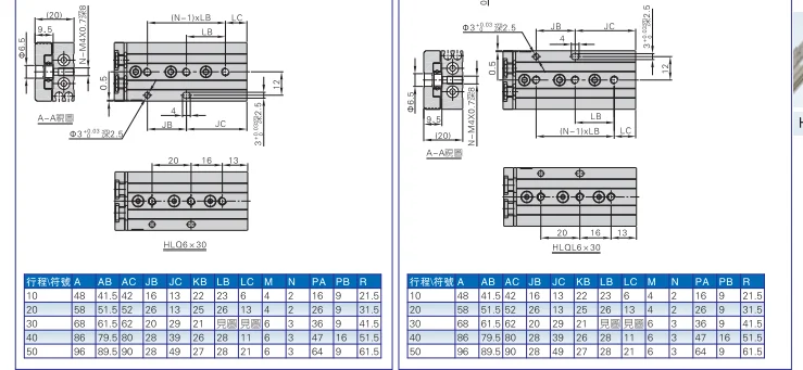 HLQ25X10A HLQ25X20A HLQ25X30A HLQ25X40A HLQ25X50A HLQ25X40S HLQ25X50S AIRTAC раздвижные Настольный цилиндр HLQ серии