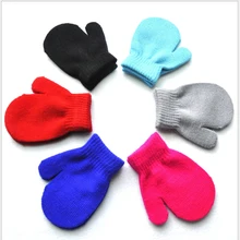 Зимние перчатки детские удобные теплые варежки детские вязаные однотонные детские перчатки варежки детские унисекс перчатка для младенца