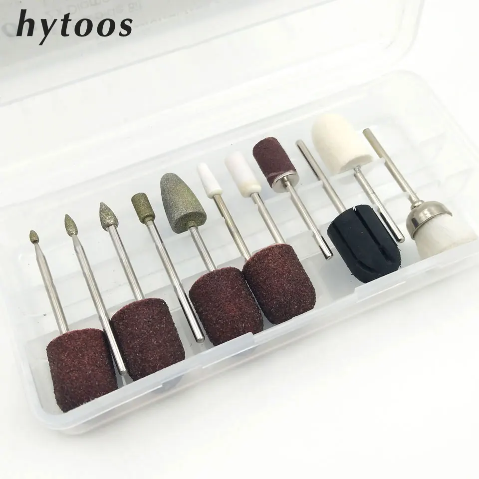 HYTOOS 1 комплект сверла для ногтей набор шлифовальных лент блок колпачки 3/32 "маникюр педикюр инструменты дрель для ногтей Аксессуары для
