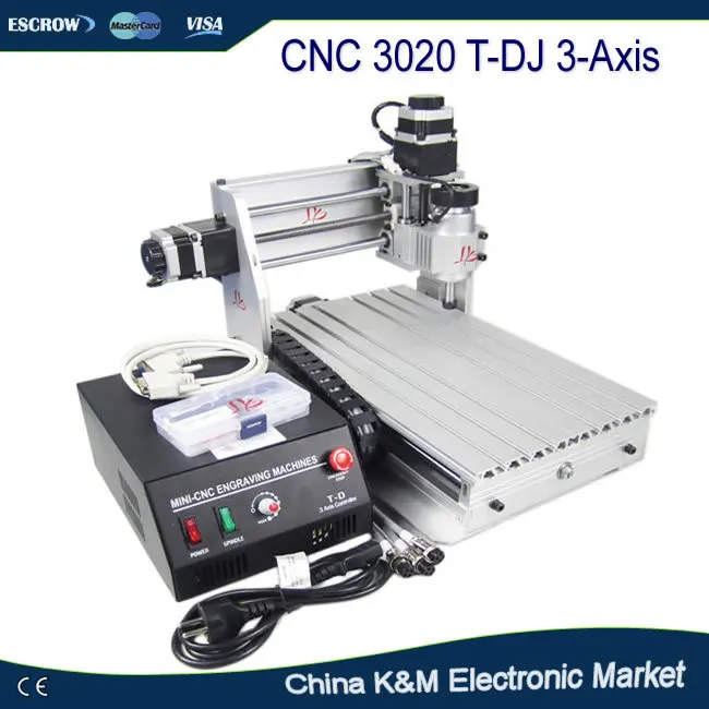 

Free shipping CNC 3020 T-DJ mini engraving machine milling router working wood PCB with 230W spindle motor