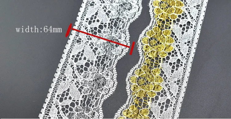 10 ярдов/партия белая Золотая кружевная вышивка 64 мм ширина африканская кружевная фабричное кружево одежда свадебное украшение для дома