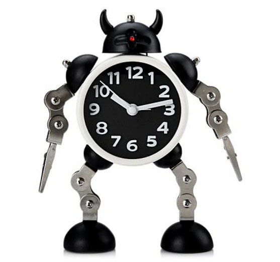 Stylish Futuristic Robot Analogue Flashing Alarm Clock with Movable