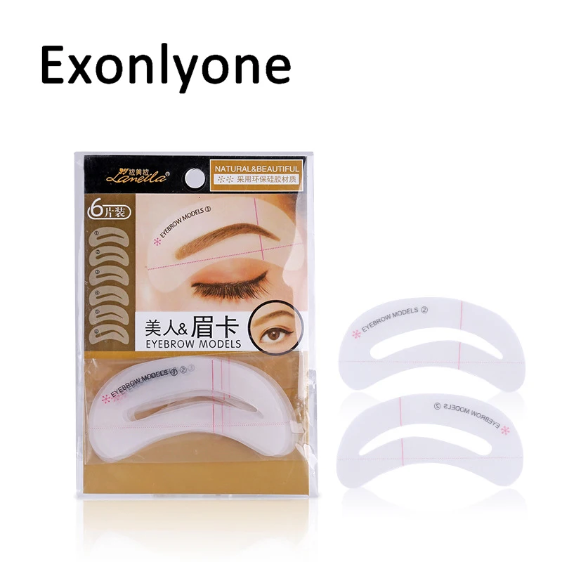 New Hot 6pcs/Pack Exquisite Eyebrow Stencil Grooming Shaping Card Kit Template MakeUp Tool Free shipping MZ115-5 | Красота и здоровье