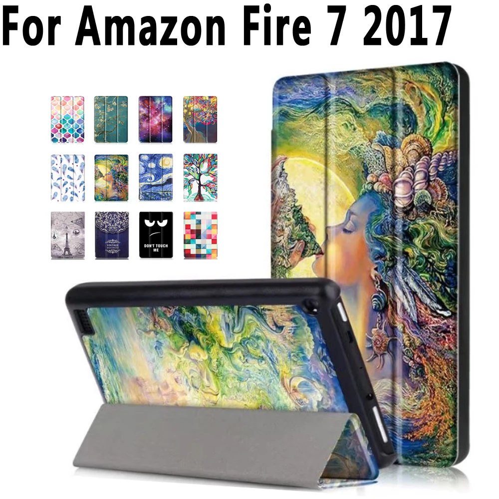 Case For Amazon Kindle Fire 7 2017 7th Generation Cover PU Leather Flip Stand Slim Tablet
