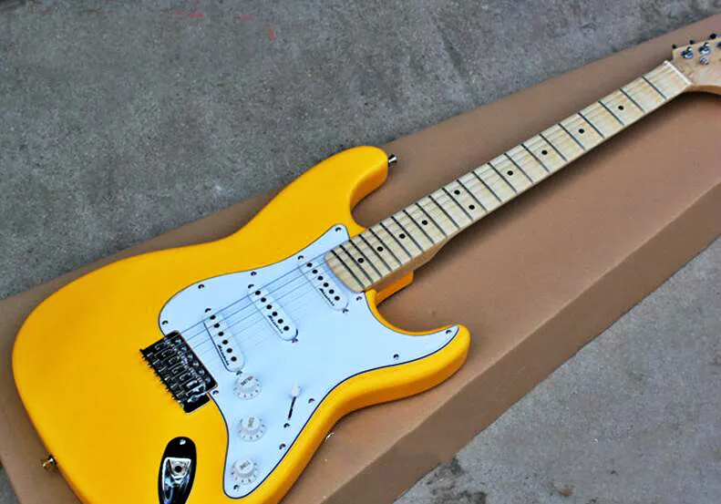 

Top quality GYST-1028 Yellow color concave fingerboard beautiful Electric Guitar , Real Photo shot,Be Customized, Free shipping