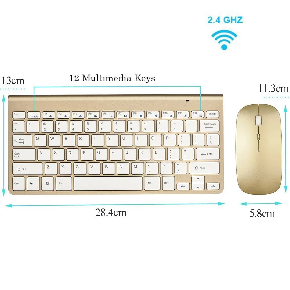 Клавиатура и мышь Zienstar ультратонкие беспроводные 2 4 ГГц с USB приемником|keyboard mouse