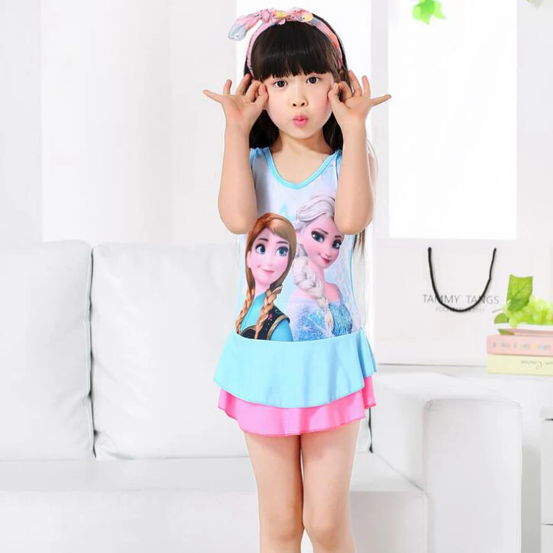 Girls One-Piece Swimming Suit Frozen Print Cute Swimsuit Dress Girls One-Piece Swimming Suit Frozen Print Cute Swimsuit Dress