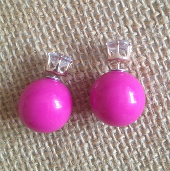 

10 pairs /lot fashion big and small double simulated pearl CC zircon stone multicolor stud earrings