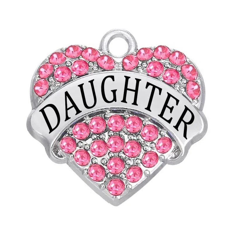 Jewelry Making Diy Fashion Crystal Daughter Name Heart Charm Daughter