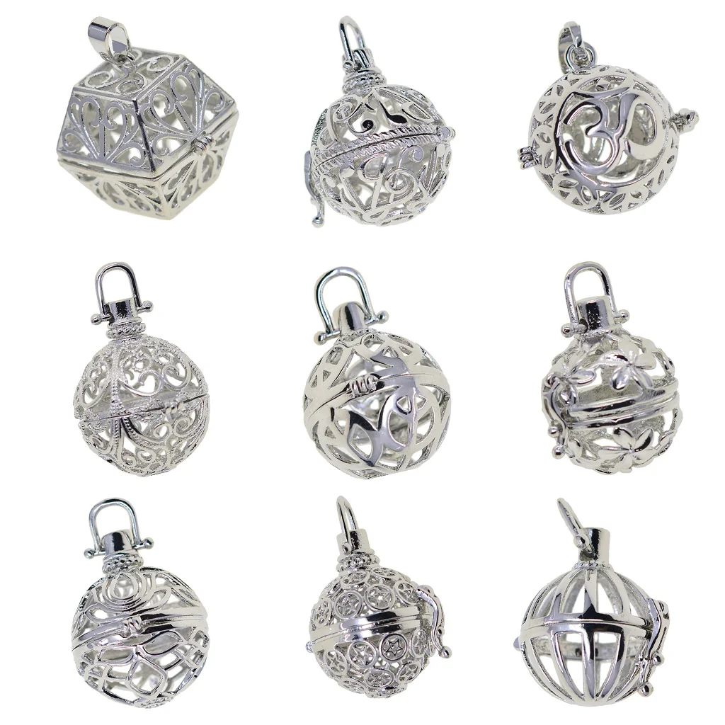 Blank Pearl Beads Cage Pendant Charms Memory Locket Pendants Settings for DIY Necklace Bracelet Earrings Jewelry Making