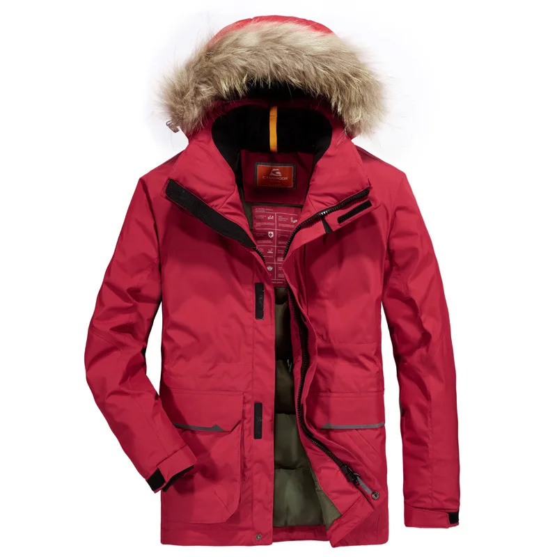 Мужская зимняя стеганая парка, мужское теплое пальто со съемным мехом енота, мужские парки, толстые куртки Аляски размера плюс