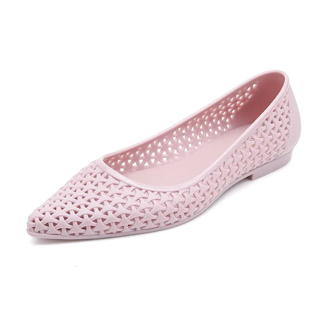 Летние повседневные открытые женские пляжные сандалии; женские прозрачные туфли на Плоском Каблуке С Острым носком и вырезами; 20190422 - Цвет: Pink