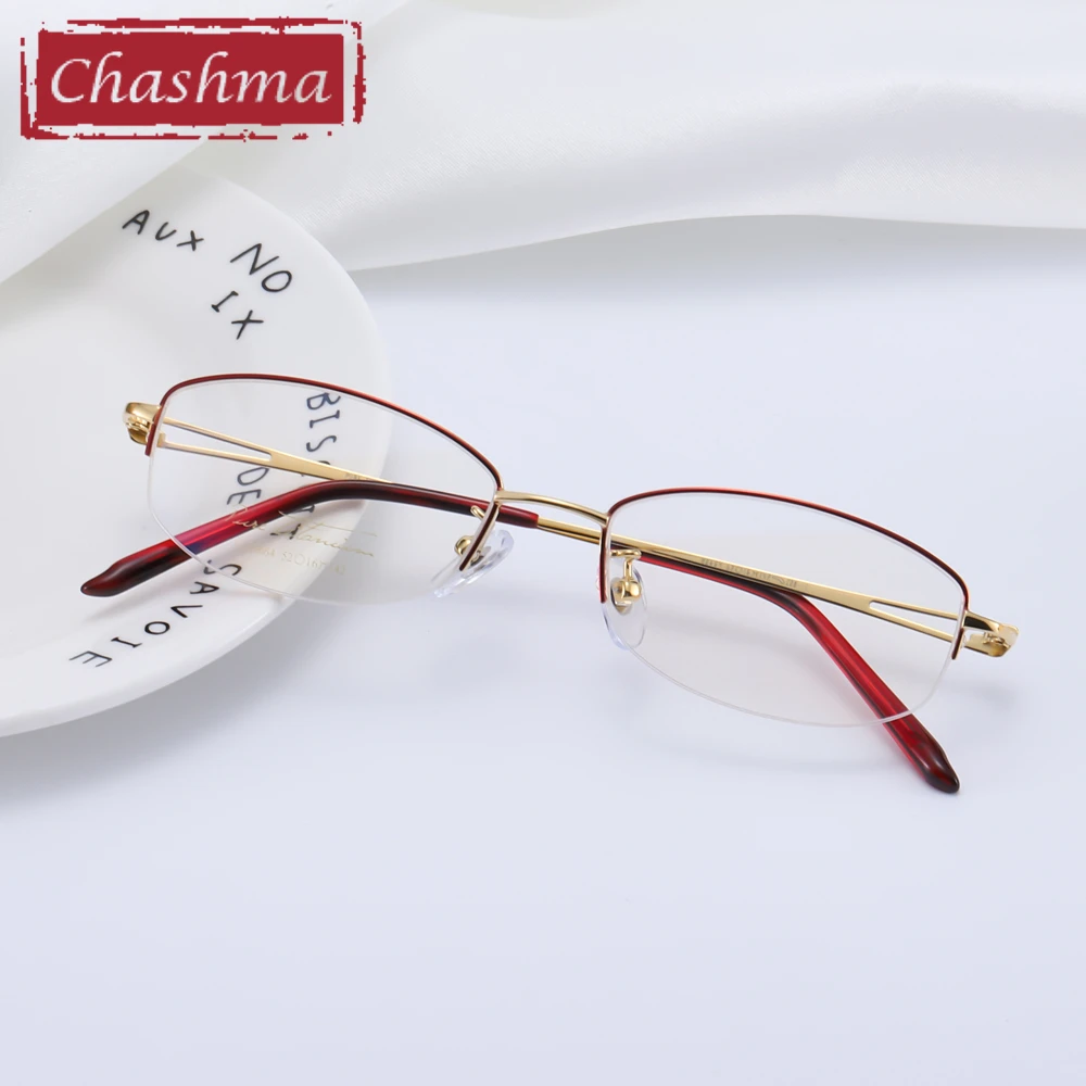 US $42.84 Prescription Glasses Women Pure Titanium Eyewear Purple Red Spectacle Anti Blue Ray Optical Frames