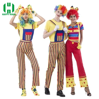 

2020 New Adult Circus Clown Uniform Costume Men Halloween Carnival Cosplay Costume Women Performance Fancy Dress Party Clothes