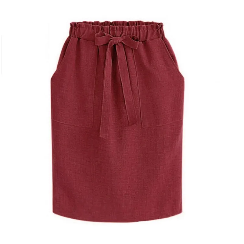 Новые весенне-Летние Элегантные миди-юбки Женская деловая юбка-карандаш хлопок эластичный облегающий талию, бедра юбка бант юбка зеленый