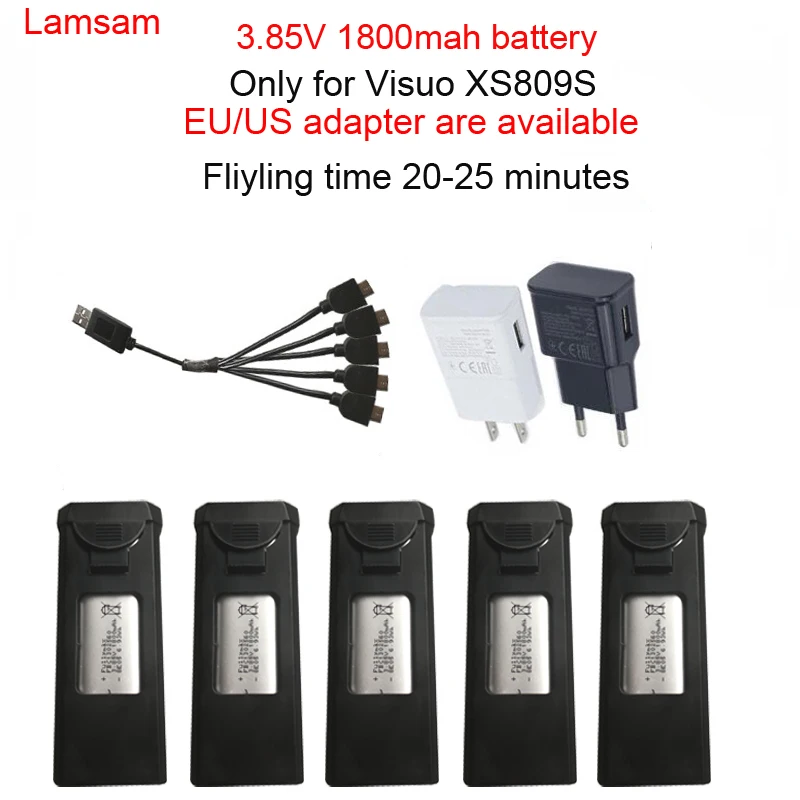 Батарея lamsam для visuo XS809s xs812 RC Квадрокоптер Запчасти Аксессуары 3,7 V 1800 mAh перезаряжаемый lipo-аккумулятор для RC дронов