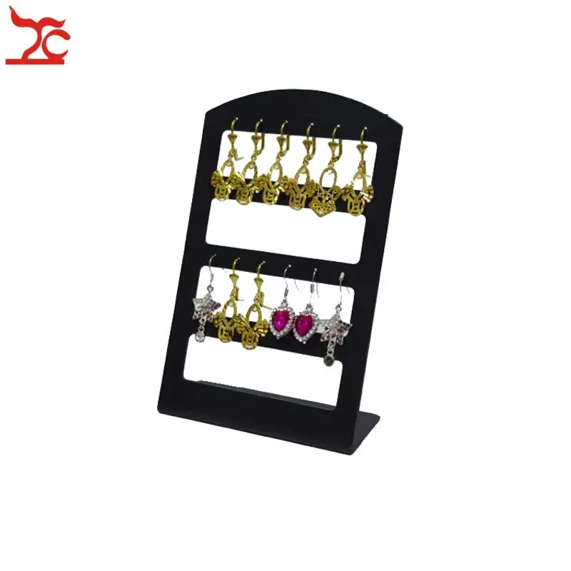 Wholesale 100PCS/Lot Acrylic Black 12Pairs Earring Display Rack 24 Holes Jewelry Display Stand