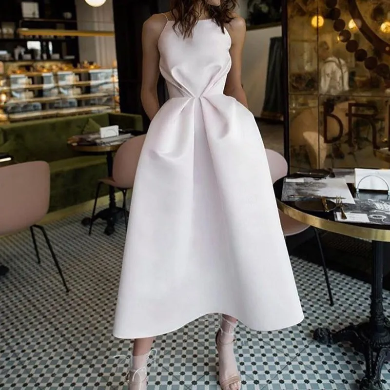 

Elegant Spaghetti Strap Square Neck Maxi Dress Causal Sleeveless Ball Gown Long Dress Solid Summer A Line Tunic Sling Dress