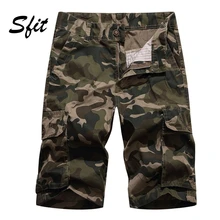 Sfit 20196 летние мужские свободные Саржевые карго шорты из хлопка с несколькими карманами Легкие уличные камуфляжные шорты свободная пляжная одежда