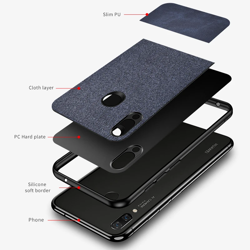 Чехол для Huawei P20 Pro Lite P30 мягкий чехол из ТПУ с тканевой текстурой защитный