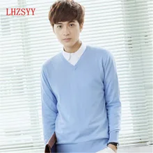 LHZSYY настоящий мужской деловой Повседневный кашемировый свитер с v-образным вырезом, сохраняющий тепло свитер тонкий шерстяной свитер