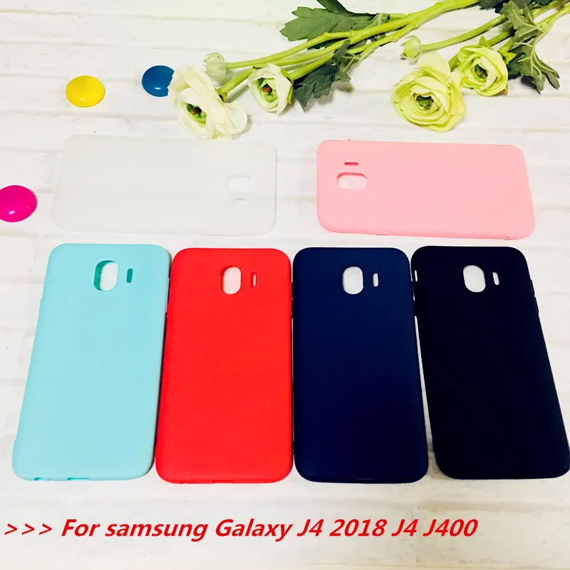 Конфеты сплошной цвет матовая soft shell для samsung Galaxy J4 2018 J400 J400F простой и стильный