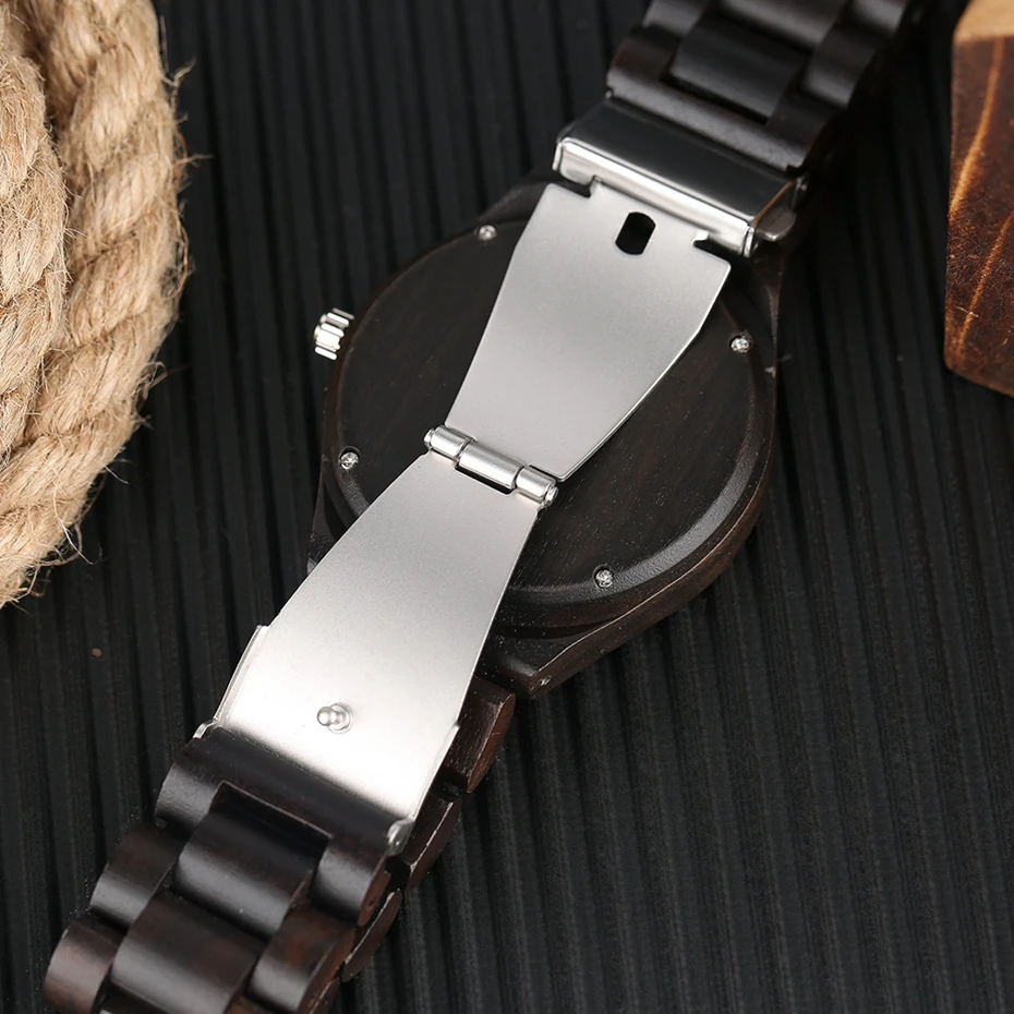 Creative Wooden Watch for Men Unique Design Top Brand Luxury Full Ebony Wood Quartz Bangle BlackCoffee Dial Women Novel Clocks 2017 Christmas Gifts (12)