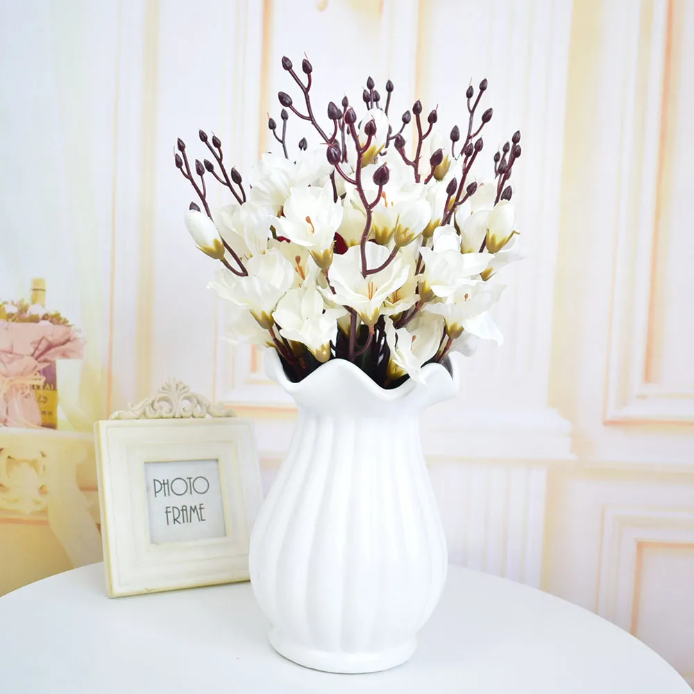 Шелк Юлан Магнолия букет искусственных цветов для свадьбы домашний стол Гостиная украшения красный синий белый фиолетовый поддельные цветы