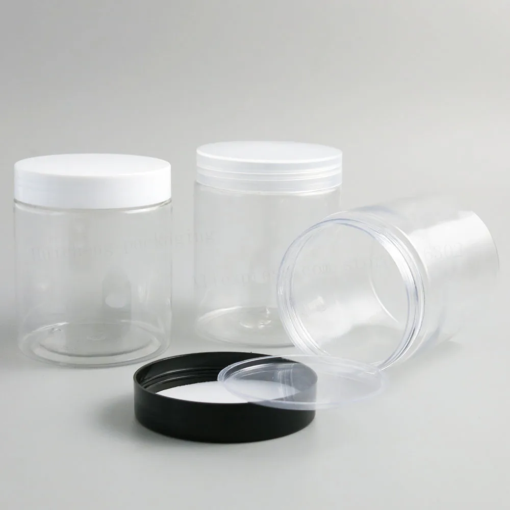 

20 x 250g Clear PET Jars Containers With Screw Plastic lids 250cc 8.33oz Empty Transparent Cream Cosmetic Packaging