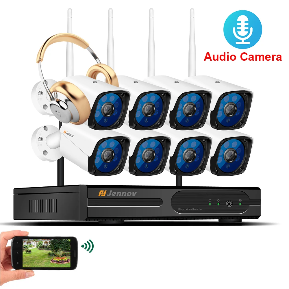 

Einnov 8CH Security Camera System Wireless With Recording CCTV 1080P Video Surveillance Kit IP NVR Wifi Camara Set Audio Record