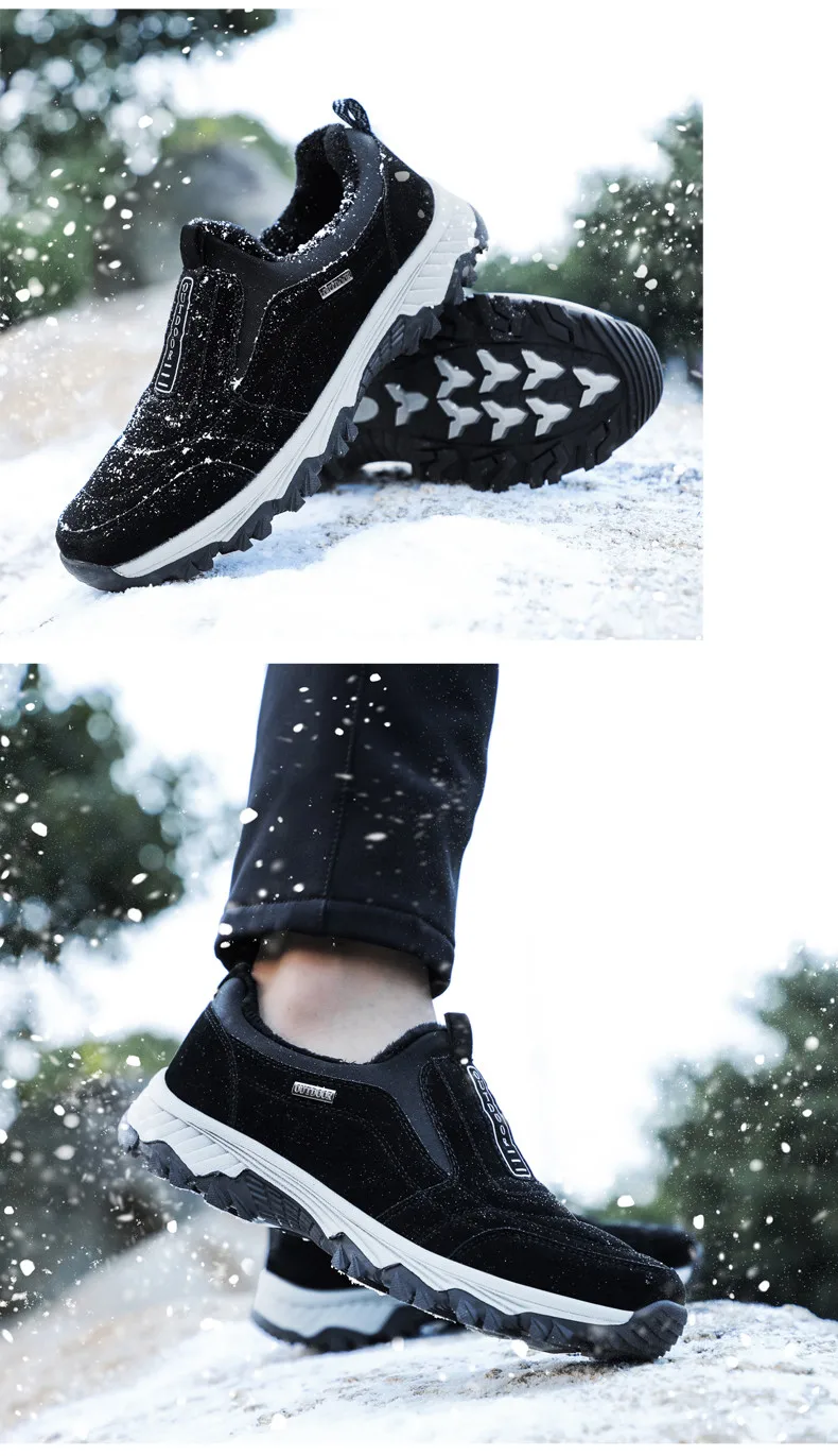 Mnalyo/Новинка года; модная мужская зимняя обувь; однотонные зимние ботинки; теплые водонепроницаемые лыжные ботинки с плюшевой подкладкой; размеры 39-45