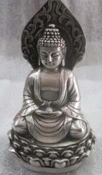 

Copper Brass CHINESE crafts Asian Elaborate ancient Chinese sculpture Buddha Tibetan silver Buddha statue